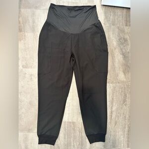 Mandala Black Maternity Jogger Scrub Pants